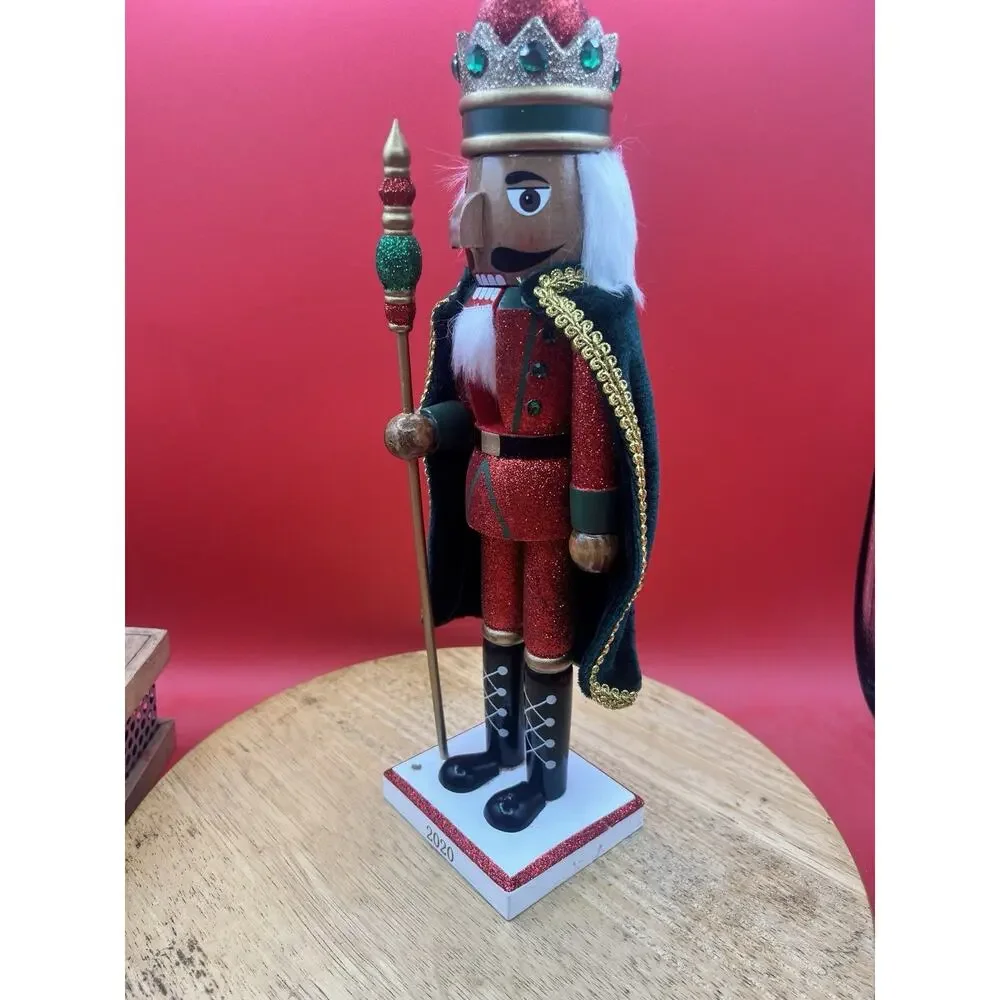 2020 Red Glitter King Guard Nutcracker Gold Wooden Christmas Holiday Cape 14